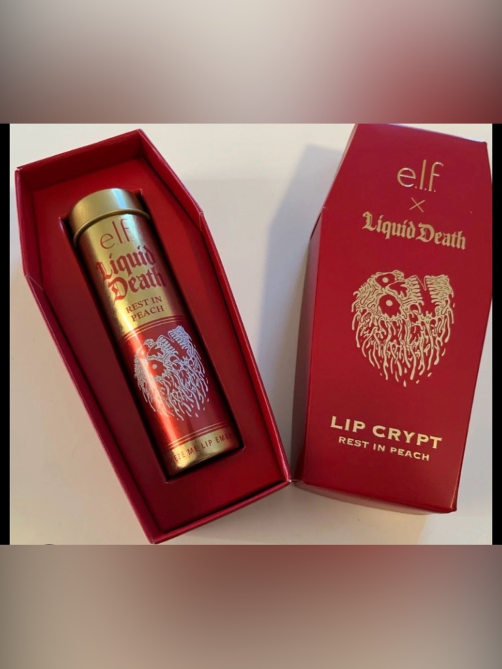 Elf / Liquid Death Limited Edition Lip Crypt - Rest In Peach lip-balm NWT